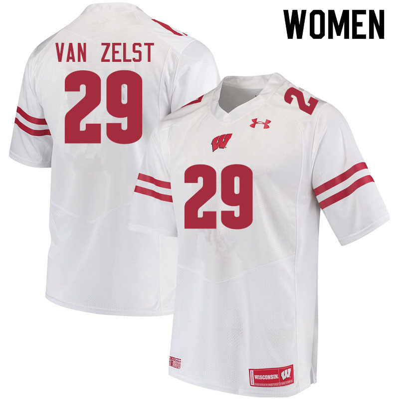 Women #29 Nate Van Zelst Wisconsin Badgers College Football Jerseys Sale-White - Click Image to Close